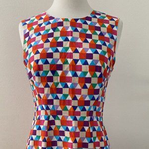 Kate Spade Abbey Colorful Geometric Print Sheath Silk Blend Dress Multicolor 6